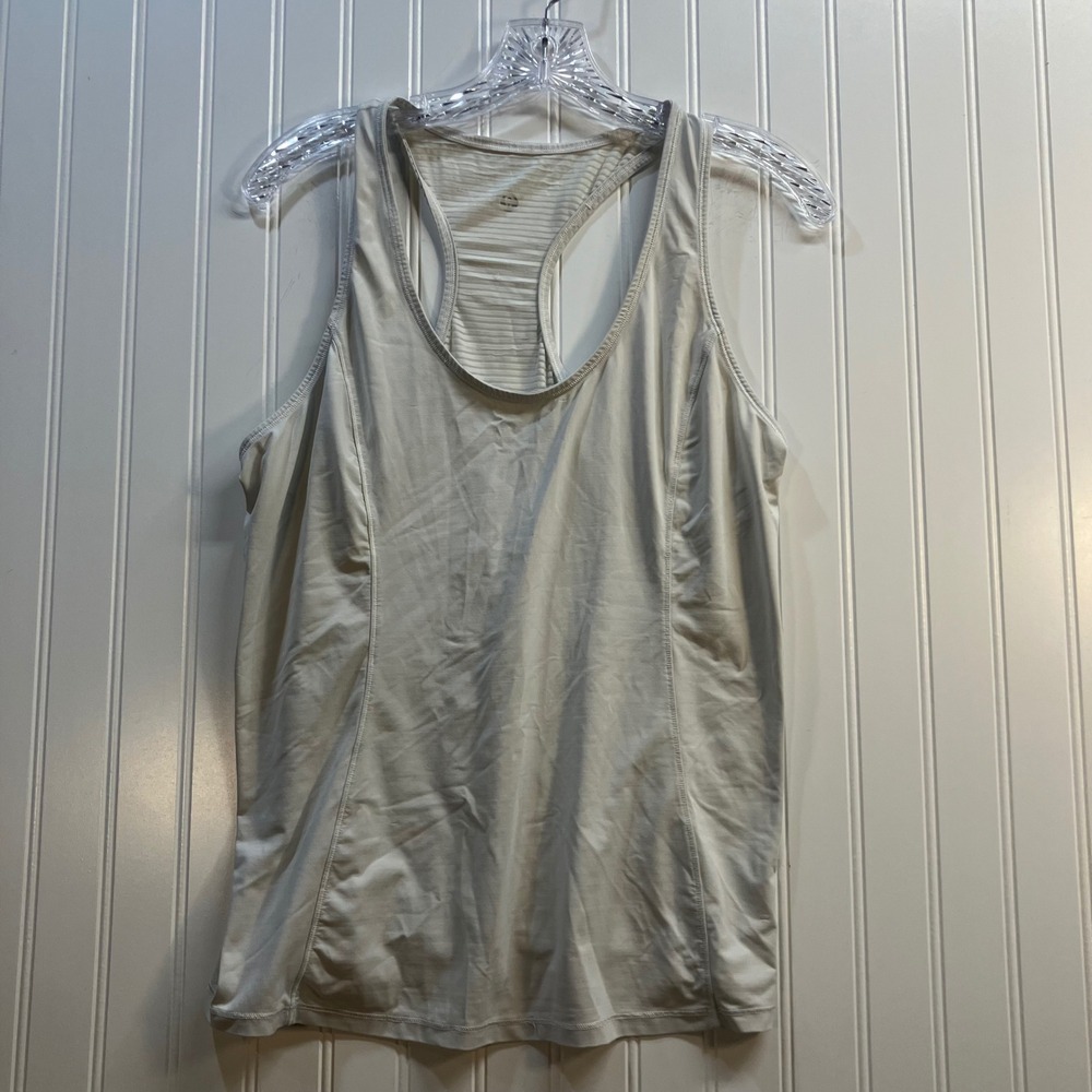 Lululemon Love Tank Womens 6Striped Racerback Top Light Gray White Athletic